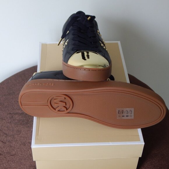 Michael Kors Frankie Stripe Leather Studded Low Top Lace-up Sneaker Shoe NIB - Picture 11 of 11